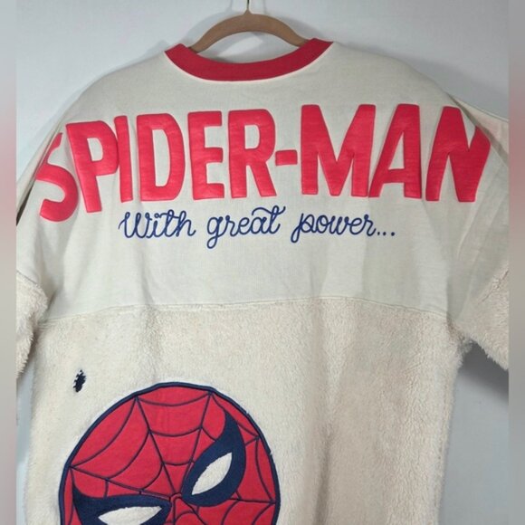 RARE MARVEL SPIDER-MAN WITH GREAT POWER SPIRIT JERSEY SHERPA SWEATER. - Picture 4 of 6
